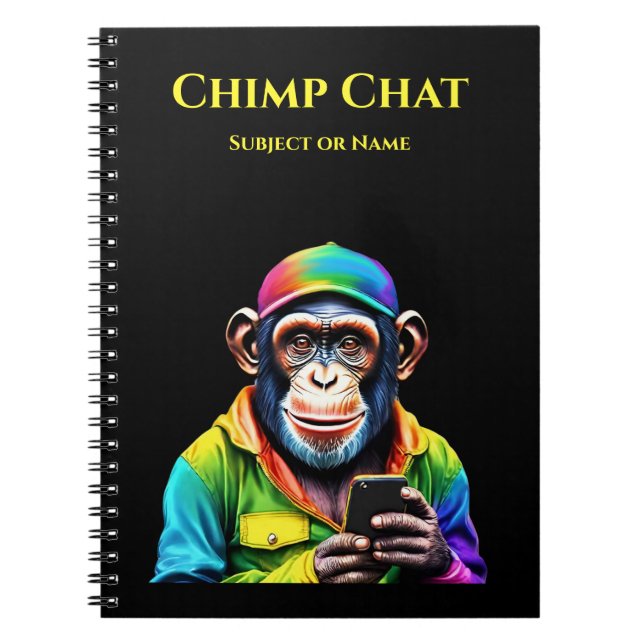 Chimp Chat-Chimpanzee with Phone- Notebook (Front)