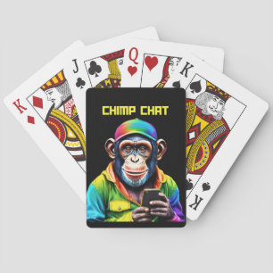 Chimp Chat-Chimpanzee with Phone- Poker Cards