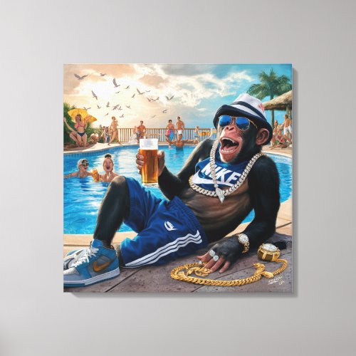 Chimp Chic A Poolside Extravaganza Canvas Print