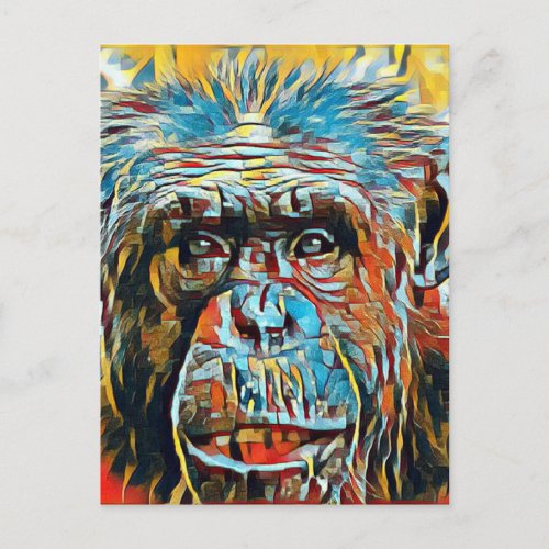 Chimp Chimpanzee Pop Art Digital Photograph Postcard