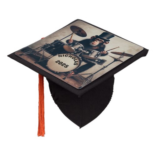 Chimp Drummer Graduation Cap Tassel Topper