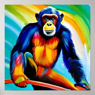 Chimp Painting | Colorful Rainbow Chimpanzee