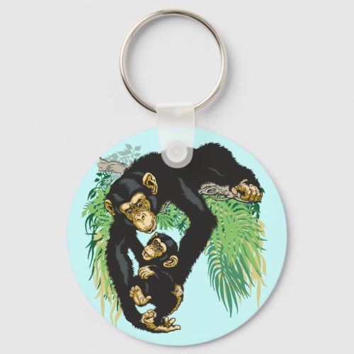 chimp with baby keychain