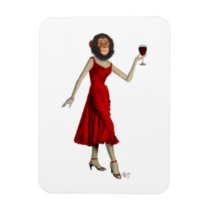 Chimp With Wine Magnet