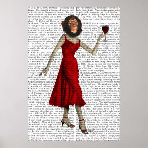 Chimp With Wine Poster