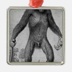 Chimpanzee, 1699 metal ornament