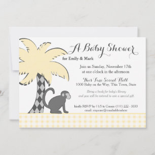 Chimpanzee and Palm Tree Baby Shower Invitation