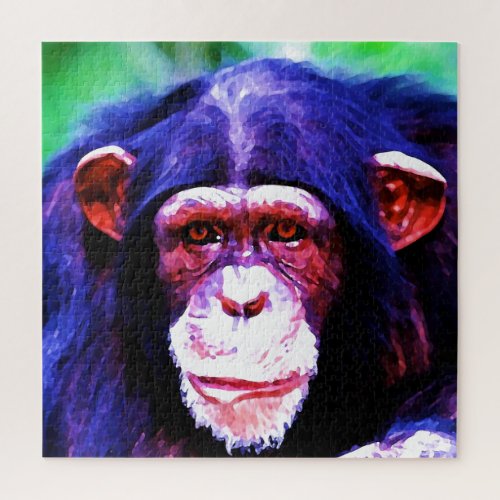 Chimpanzee _ Animal Art İllustration Painting Jigsaw Puzzle