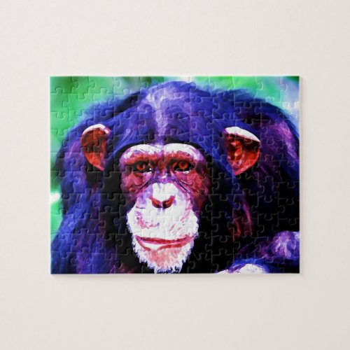 Chimpanzee _ Animal Art İllustration Painting Jigsaw Puzzle