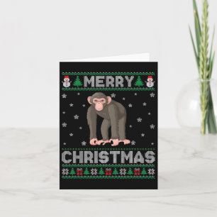 Chimpanzee Animal Men Women Kids Ugly Christmas Sw Card