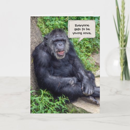 Chimpanzee Birthday Getting Older Card