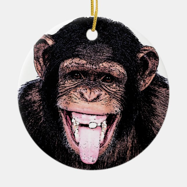 Chimpanzee Ceramic Ornament (Front)