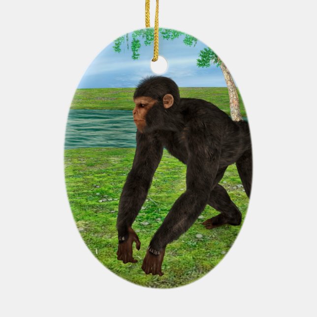Chimpanzee Ceramic Ornament (Back)