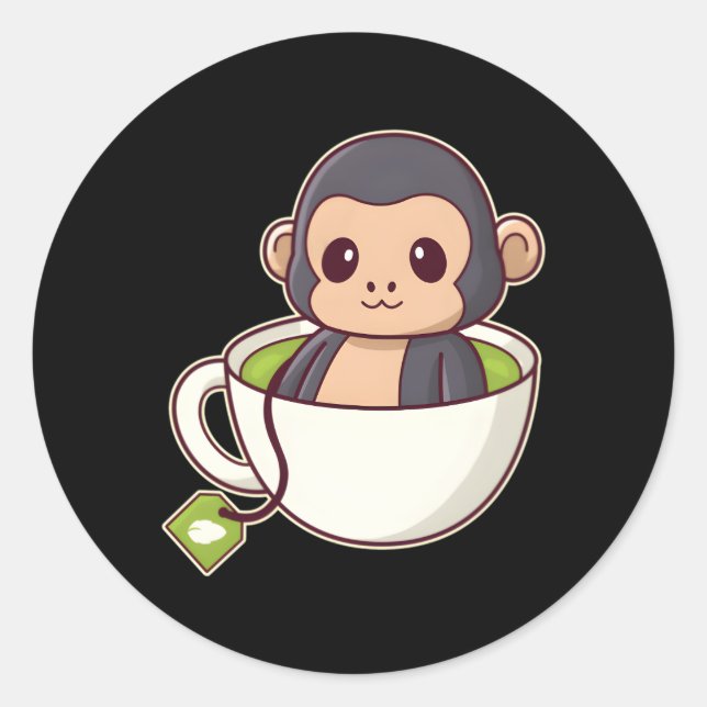 Chimpanzee Chimpan Classic Round Sticker (Front)