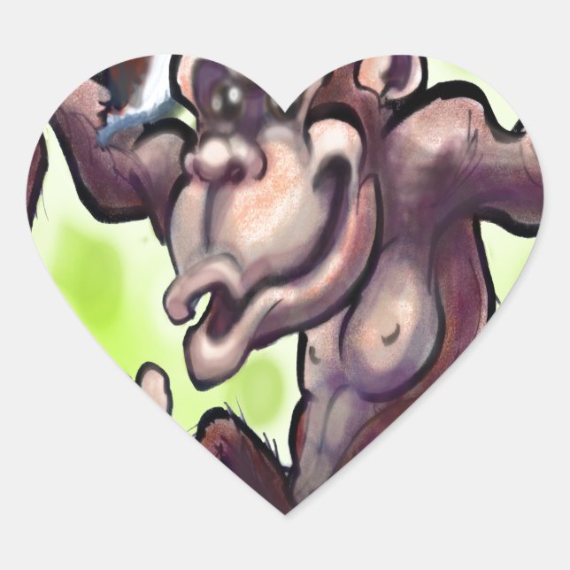Chimpanzee Christmas Heart Sticker (Front)