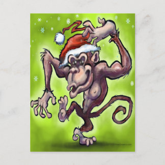 Chimpanzee Christmas Holiday Postcard