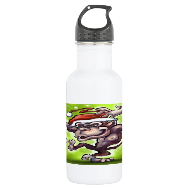 Chimpanzee Christmas Stainless Steel Water Bottle (Front)