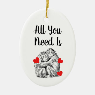 Chimpanzee couple - All you Need Ceramic Ornament