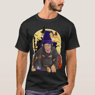 Chimpanzee Cute Halloween Witch Pumpkin T-Shirt