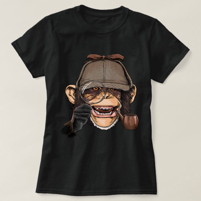Chimpanzee Detective Great Ape Chimp Primate Anima T-Shirt (Design Front)