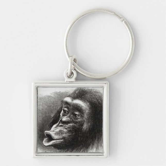 Chimpanzee Disappointed and Sulky Keychain (Front)