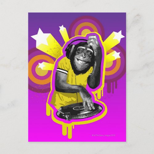 Chimpanzee DJ Postcard