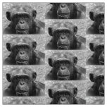 Chimpanzee Face, Great Character, Black and White Fabric