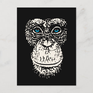 Chimpanzee Face with Blue Eyes Postcard