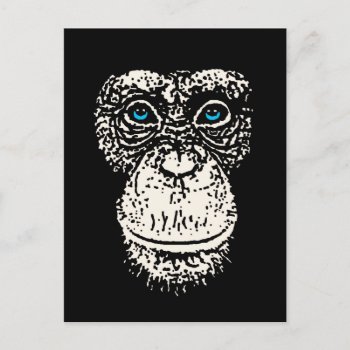 Chimpanzee Face With Blue Eyes Postcard by AnyTownArt at Zazzle
