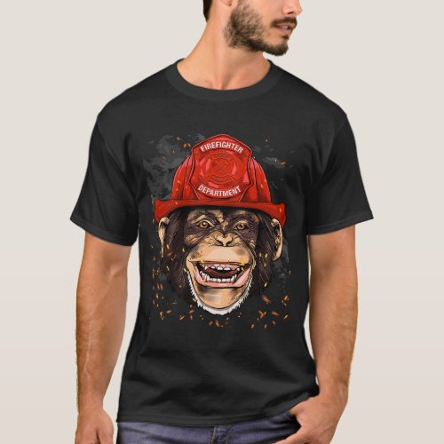 Chimpanzee Firefighter Great Ape Chimp Primate Ani T_Shirt