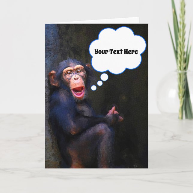 Chimpanzee Funny Face Wildlife Greeting Card (Front)