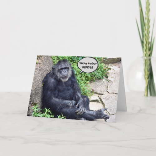 Chimpanzee Getting Older Birthday Card