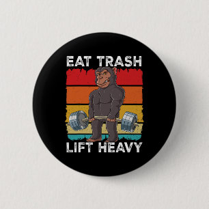 Chimpanzee Gym Weight Training Eat Trash Lift Heav Button
