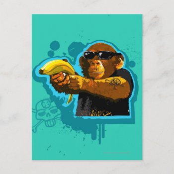 Chimpanzee Holding A Banana Postcard by prophoto at Zazzle