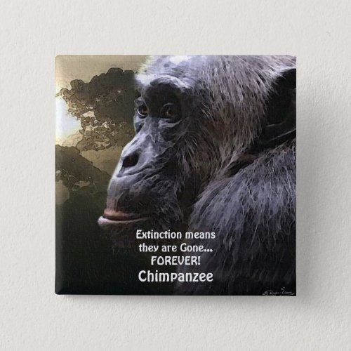 CHIMPANZEE III EXTINCTION Wildlife Button