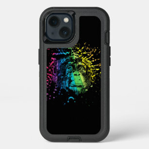 Chimpanzee in a Rainbow of Colors on Black iPhone 13 Case