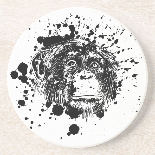 Chimpanzee in Black Splash Coaster (Front)