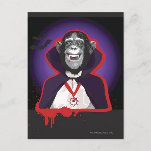 Chimpanzee in Dracula Costume Postcard