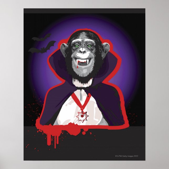 Chimpanzee in Dracula Costume Poster (Front)