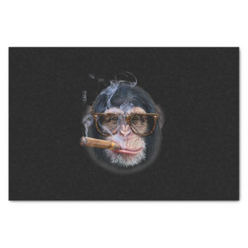 Chimpanzee In  Glass Puffing Cigar Monkey Face Tissue Paper