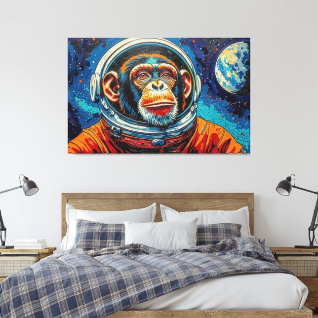 CHIMPANZEE IN SPACE-14 CANVAS PRINT (Insitu(Bedroom))