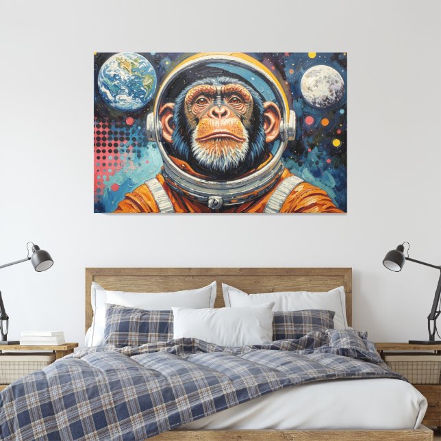 CHIMPANZEE IN SPACE-15 CANVAS PRINT (Insitu(Bedroom))