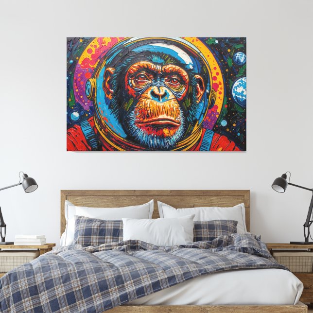 CHIMPANZEE IN SPACE-19 CANVAS PRINT (Insitu(Bedroom))