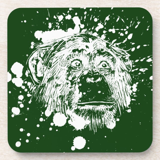 Chimpanzee in White Splash Beverage Coaster (Front)