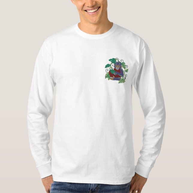 Chimpanzee Jungle Baby Embroidered Long Sleeve T-Shirt (Front)
