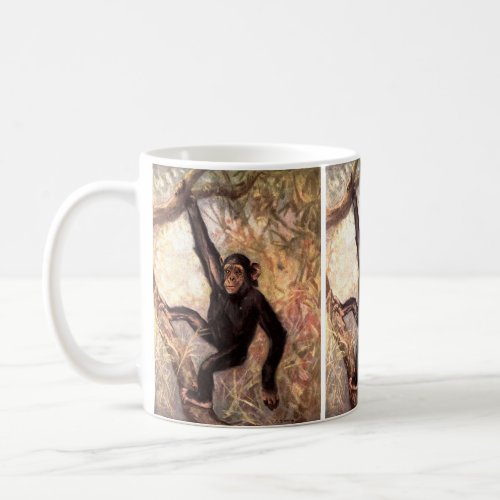 Chimpanzee Monkey by CE Swan Vintage Wild Animals Coffee Mug