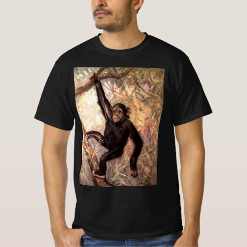 Chimpanzee Monkey by CE Swan Vintage Wild Animals T_Shirt