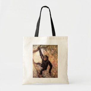 Chimpanzee Monkey by CE Swan, Vintage Wild Animals Tote Bag
