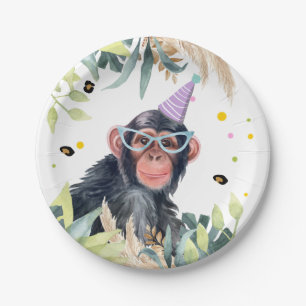 Chimpanzee Monkey Party Animals Birthday Safari Paper Plates