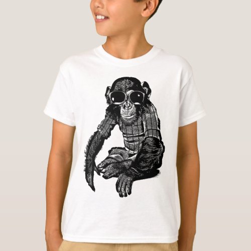 Chimpanzee Monkey Wearing sun Glasses Original Art T_Shirt